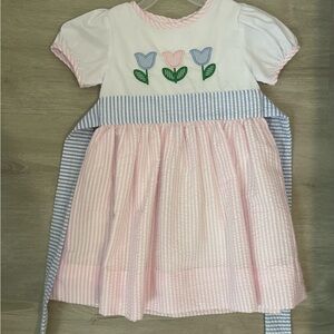 Pink and White Striped Kids Dress